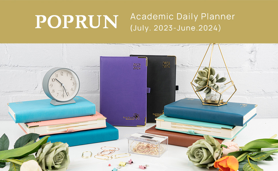 Night Blue Custom 2023 2024 PU Hardcover Academic Planner A5 Vertical Layout