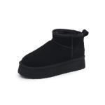 Winter Cowhide Snow Boots Plus Velvet Genuine Leather Short Boots Waterproof Non