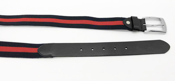 Red Stripe Mens Braided Elastic Stretch Belts , Jeans Men'S Stretchable Belts