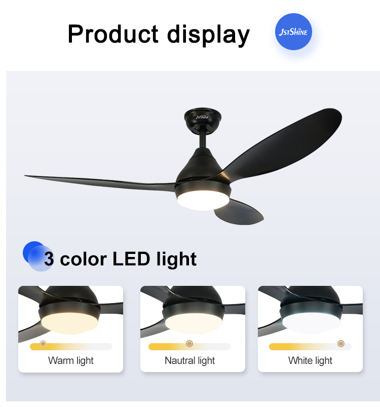 Remote Control/Wall Control Ceiling Fan Black Finish 3 Blades OEM Support Dimmer Yes