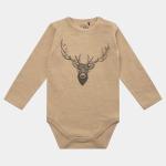 Newborn Baby Girl Deer Printed Romper Jumpsuit Long Sleeve Cotton Knit Bodysuit