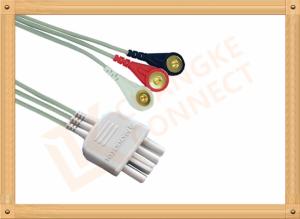 Wholesale White 3 Leads Nihon Kohden Ecg Cable ECG Lead Wires Cable 0.8M from china suppliers