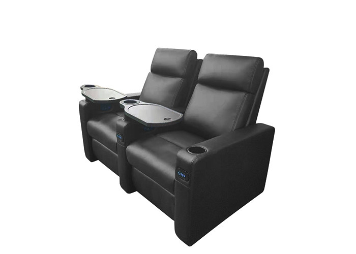 Modern Full Electric Recline Armchair Genuine Leather Home Theater Seating