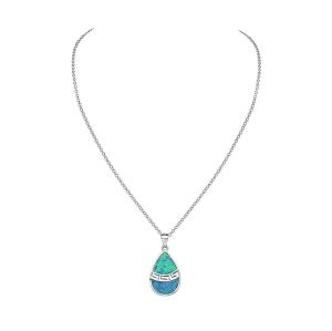 Wholesale 25 Sterling Silver Blue Simulated Opal Greek Key Meander Meandros Spiral Pendant Necklace from china suppliers