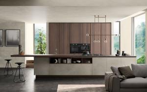 Wholesale Tailored Wood Grain Kitchen Cabinets Wood Veneer Walnut Color Kitchen Cabinets from china suppliers