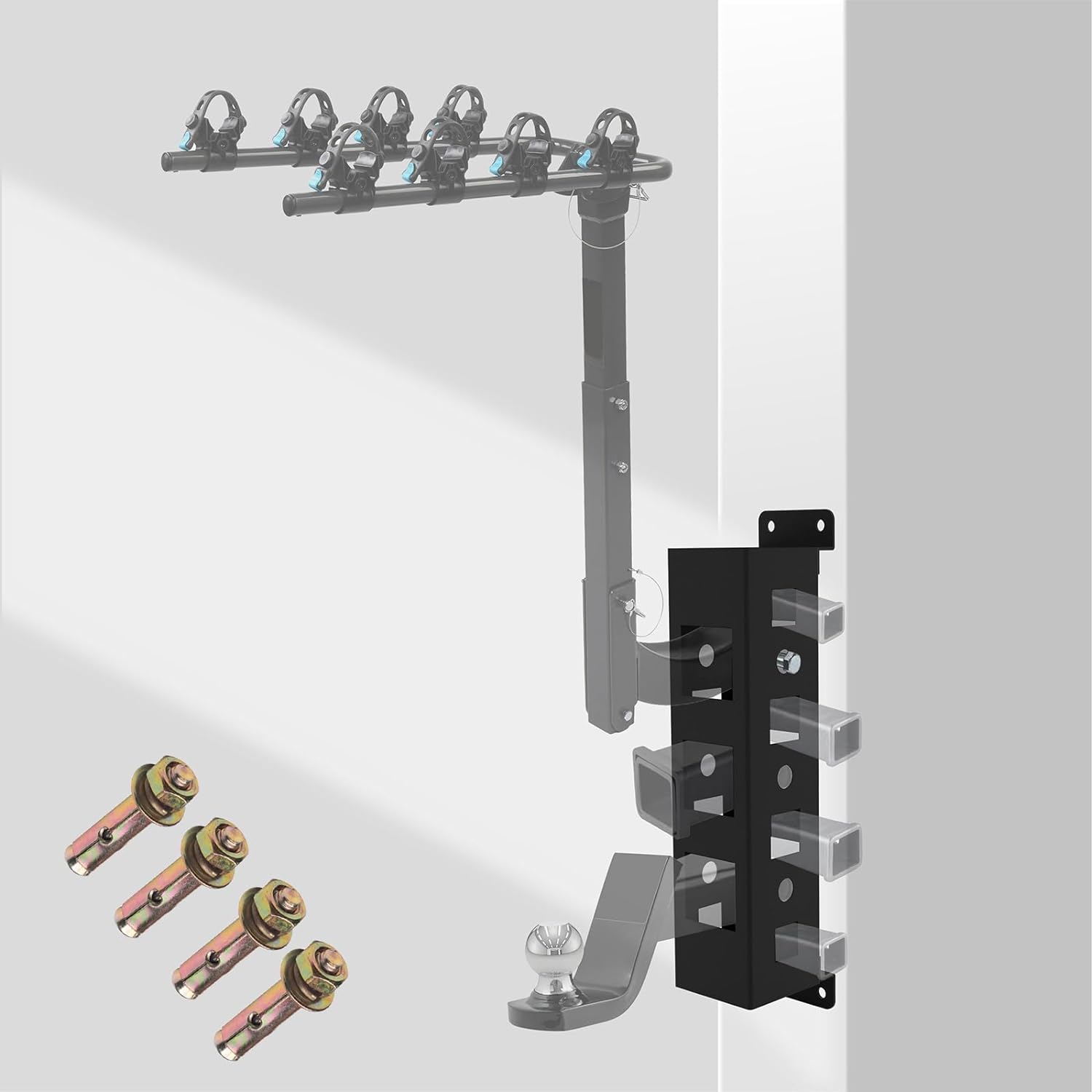 Heavy Duty Wall Mount Hitch Receiver, 1/1.25"/2" Receiver Hitch Holder, Hitch Storage Base 7 Hitch Storage Mount