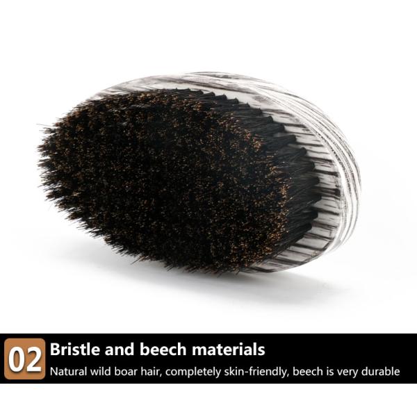 Boar Bristle Brush 360 Waves Brush with Customized Color White PU Curved Palm