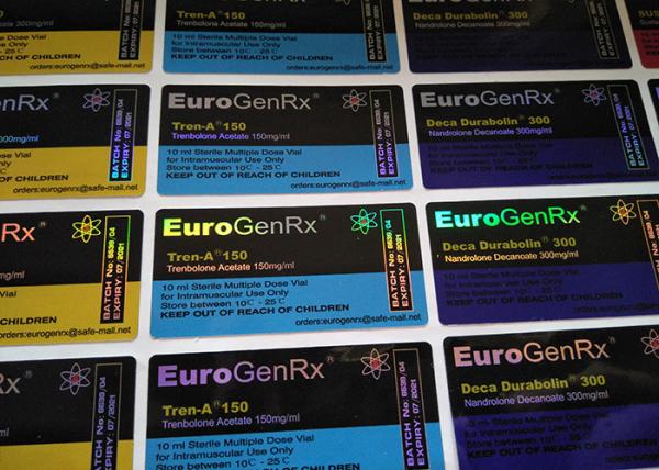 Glossy Waterproof Euro GenRX Glass Vial Labels Hologram Medication Label