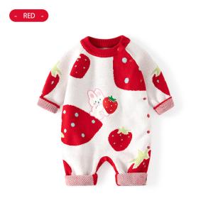 Wholesale Wholesale Newborn Baby Knit Pure Cotton Romper Infant Sweaters Onesie Children's Long Sleeve Bodysuit for Autumn Winter from china suppliers