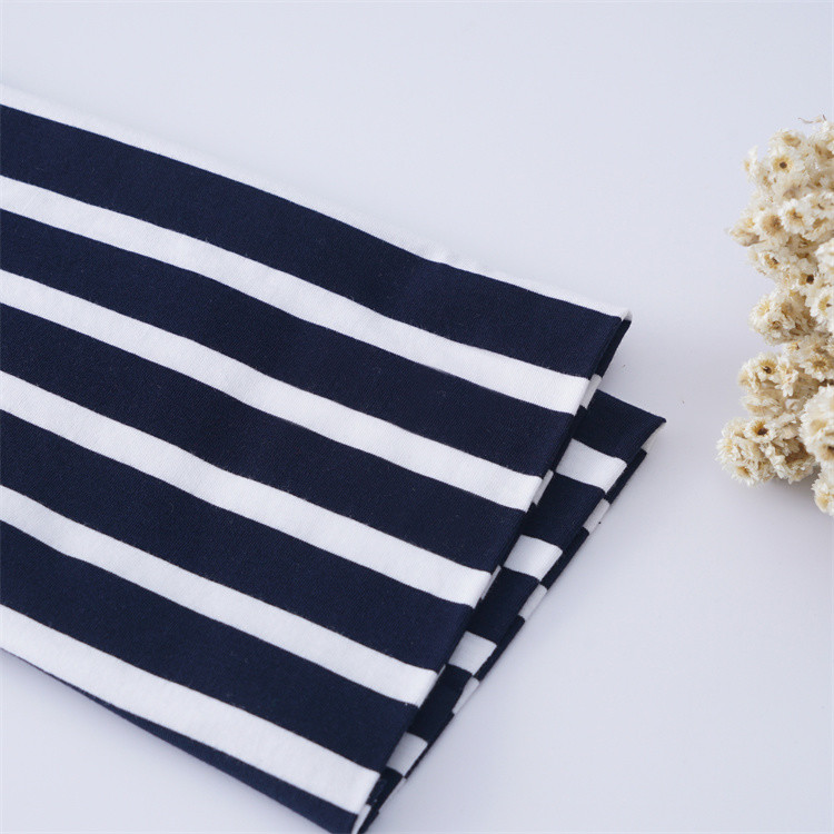 Durable Comfortable Natural And Simple Striped Material Fabric For T-Shirt