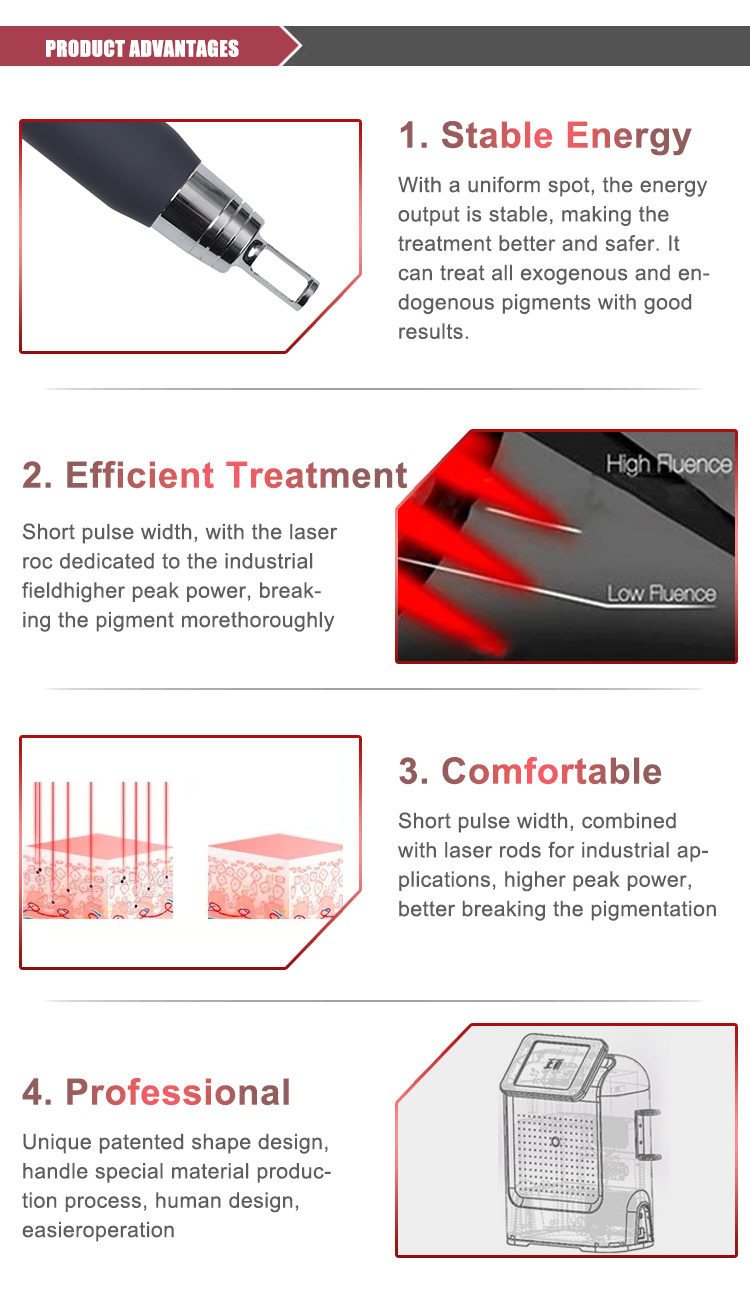 Portable Pico Second Laser Tatoo Remover Q Switch Nd Yag Picosecond Tattoo Removal Machine
