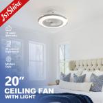 20 Inch 220V High Airflow Flush Mounted LED Ceiling Fan with Light Bedroom