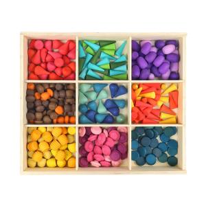 Wholesale Wooden Rainbow Loose Parts Colorful Montessori For Preschool Baby from china suppliers