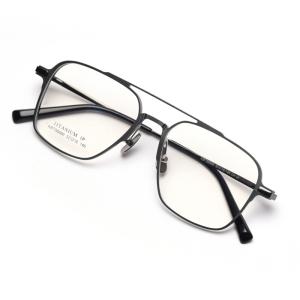 Wholesale Vogue Double Bridge Square Metal Optical Glasses BSCI 136MM Plain Lens from china suppliers