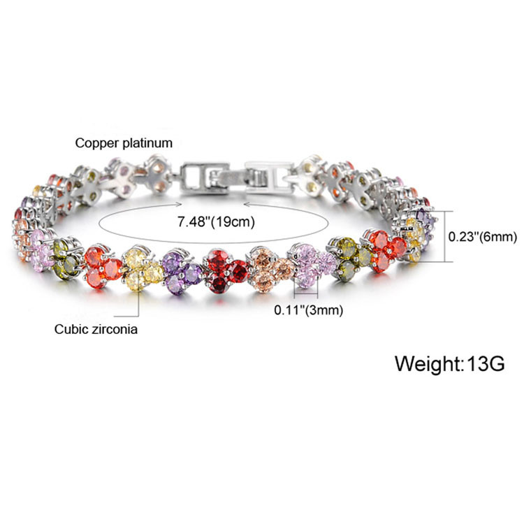 Multicoloured Cubic Zirconia Tennis Bracelet for Women Wedding Jewelry (JDS935COLOR)
