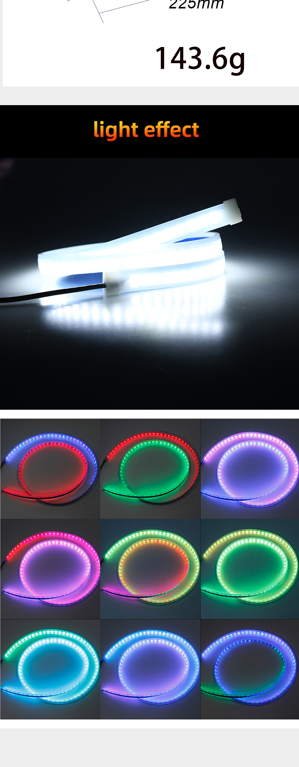 2pcs 12V Flexible Waterproof Car Headlight LED Tube Strip Turn Signal Brake Flow Guide Lights DRL