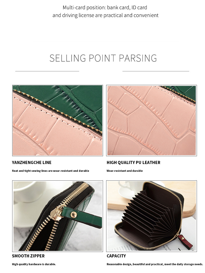 Custom Logo Avaliable Solid Color Credit Card Bag Women Small Change Purse for Fashion