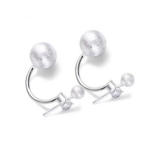 Wholesale Womens Double Sterling Silver Beads Hoop Earrings (XH051332W) from china suppliers