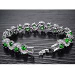 Platinum Plated Green Cubic Zirconia Tennis Bracelet for Women Jewelry