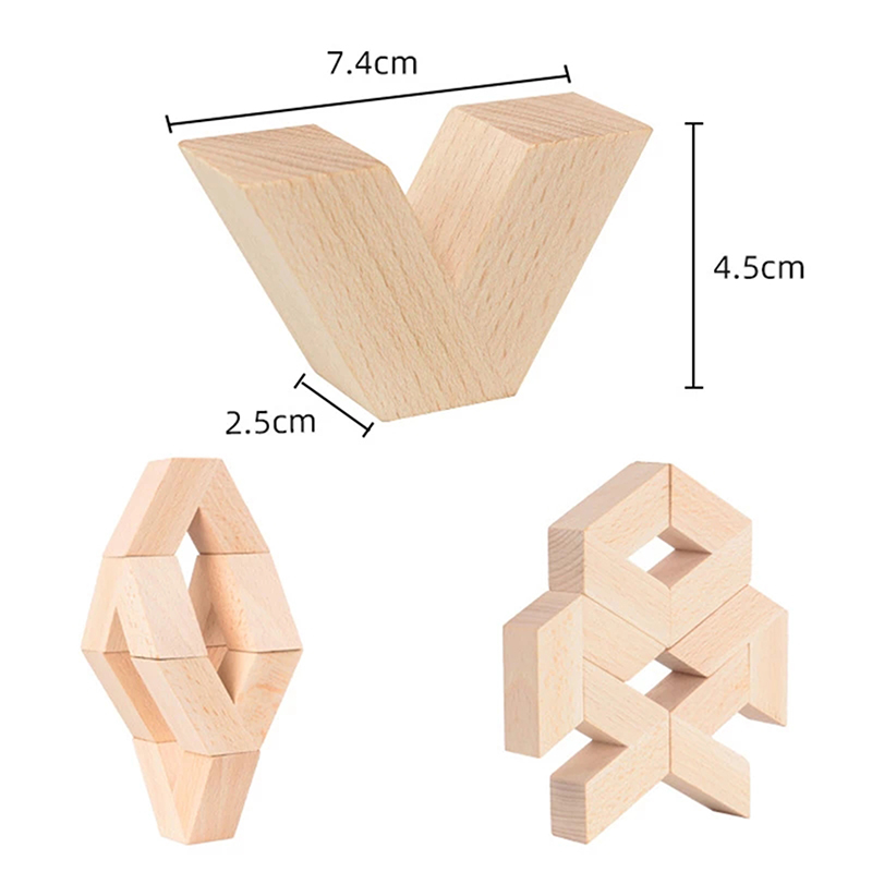 16pcs V Shape Natural Large Wooden 3D Building Blocks Toys Baby Unpaint Wooden Montessori Educational Stacking Blocks To