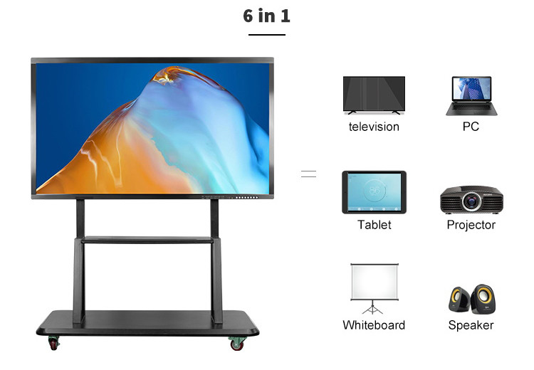 Electronic Flat Smart Interactive Whiteboard All In One Teaching 110 Inch