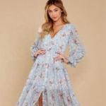 Slim Fitting Women Dress Floral Print Loose Mature Women Casual Maxi Dress