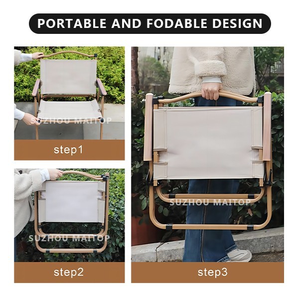 Long Lasting Metal Portable Camping Chair Folding Black Comfortable