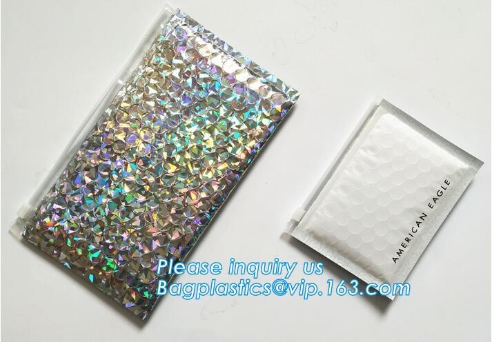 Holographic Zipper Slider Zip Lock Bubble Bag,Cosmetic Zipper Bag/Rose Gold Slider Bubble Bag with Logo,Slider Bubble Zi