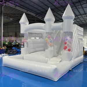 Wholesale Inflatable Moonwalk Wedding Bounce Castle White Jumping Castle With Water Slide Pool from china suppliers