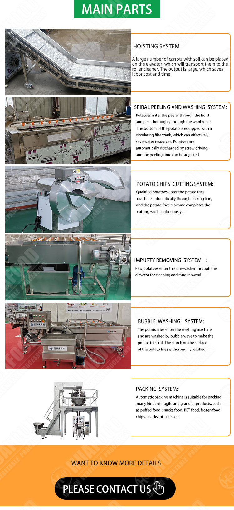 Multifunctional Potato Processing Machine French Fries Frozen Production Line