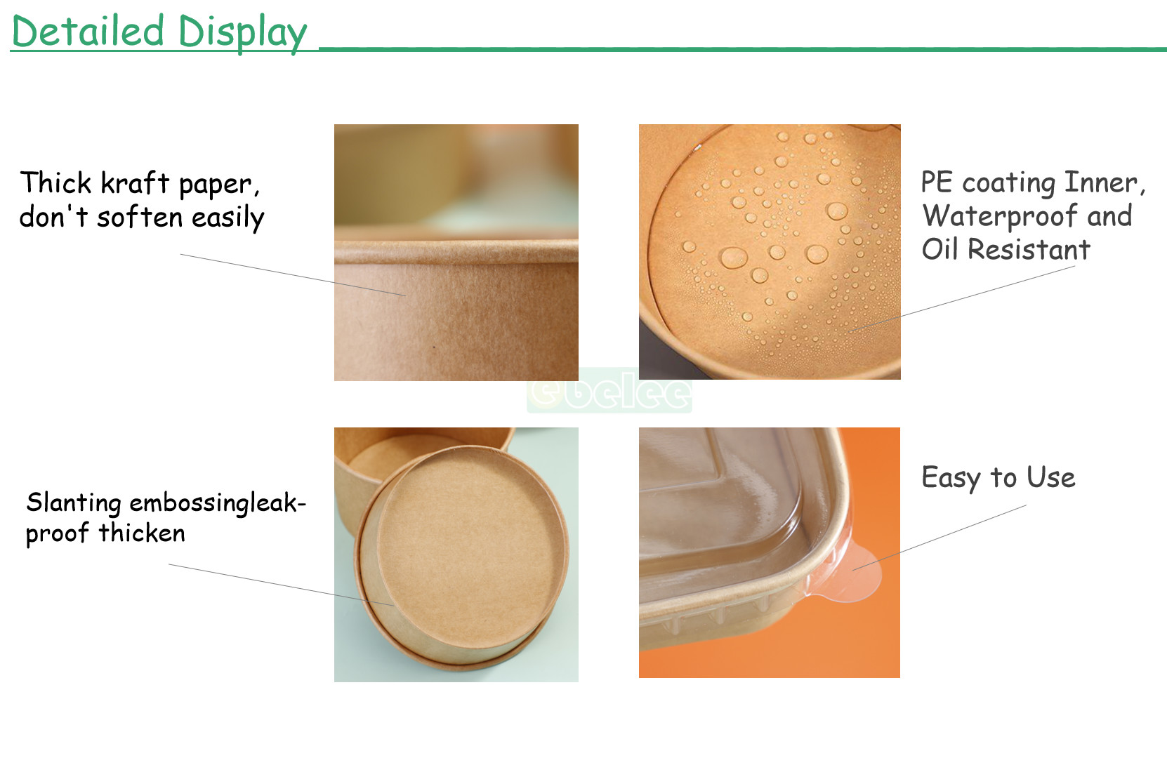 Customized Disposable Kraft Paper Salad Bowl With Lid For Food Paper Container