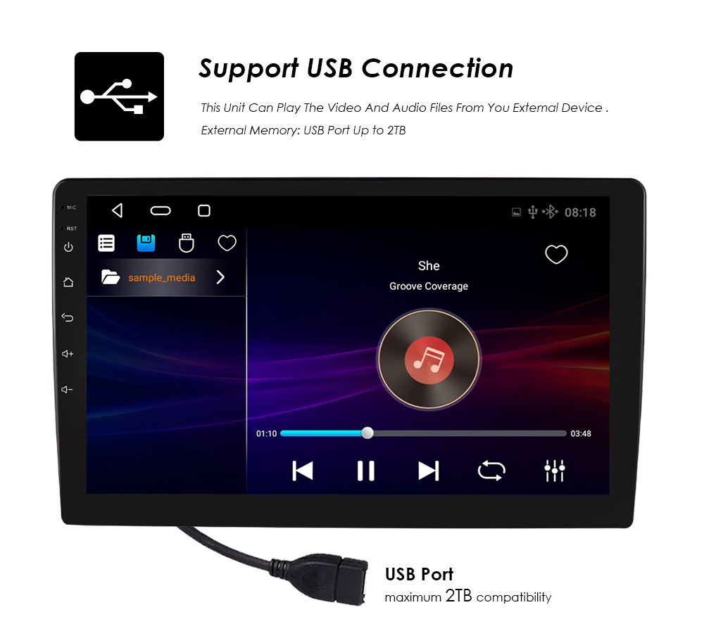 Custom Boot Logo Support 2DIN Carditai Car Audio Player with 9Inch IPS Touch Screen