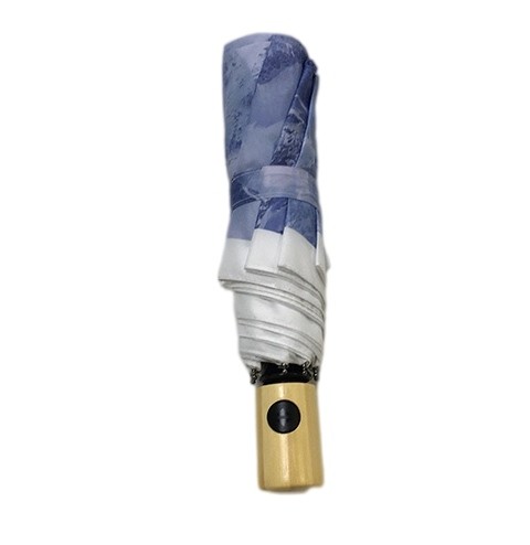 Digital Printing Metal Frame Windproof Folding Umbrella With Bamboo Handle