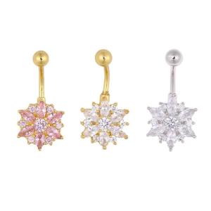Wholesale Hot selling flower zircon navel belly button ring body piercing jewelry from china suppliers