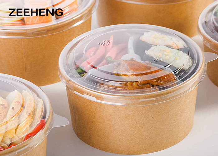 Disposable Custom Printing Salad Paper Bowl Takeaway With Lid For Takeaway