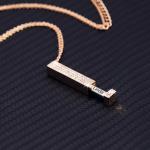 Chic Womens Engraved SS304L Minimalist Bar Necklace