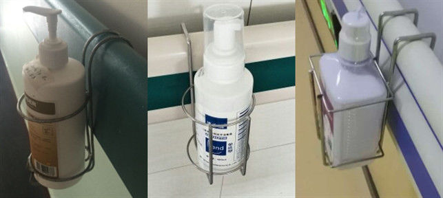 Ready Stock Supply Durable Medical Grade Stainless Steel No Punching Antibacterial Hand Gel Place Rack Hanging Basket