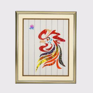Wholesale Chinese Zodiac Framed Art Twelve Animals Rooster Home Decor Ribbon Painting Decorative Wall Hangings Ready to Hang from china suppliers