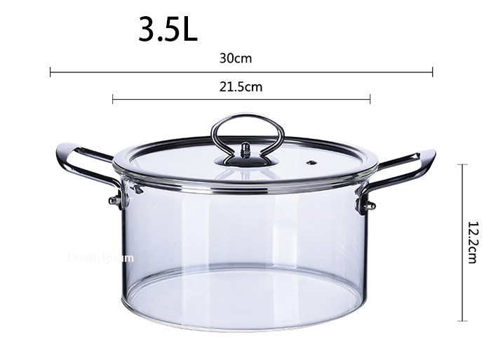 Clear Double Ear Borosilicate Pyrex Glass Cooking Pots
