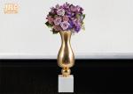 Glossy Gold Fiberglass Decorative Planters Trumpet Shape