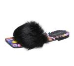 Outdoor Slider Sandals Slides White Custom Soft Raccoon Fur Slipper Wholesale