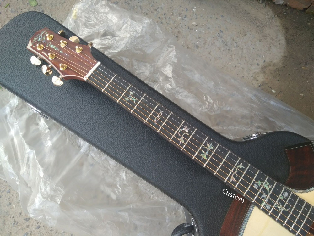Handmade guitar AAAA all solid wood customize cocobolo guitar single cut design acoustic electric guitar