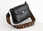 Fashion retro joker soft PU leather shoulder aslant cross bag leopard-print wide