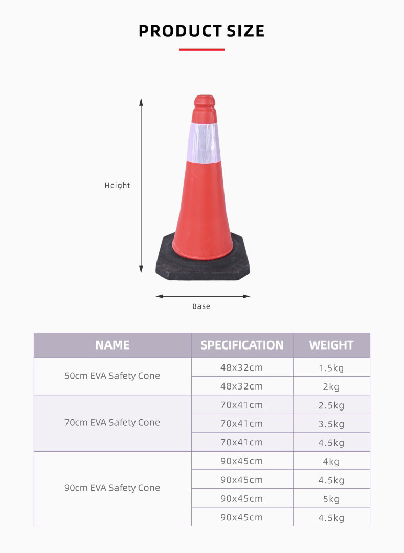 3.5kg Reflective Strips Traffic Directional Cone For Road Safety