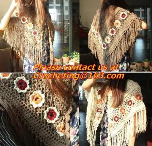 Wholesale Hand Knitted Poncho, Brown Scarf,Wool Knit, poncho wrap, Green Free Knitting Crochet Woman from china suppliers