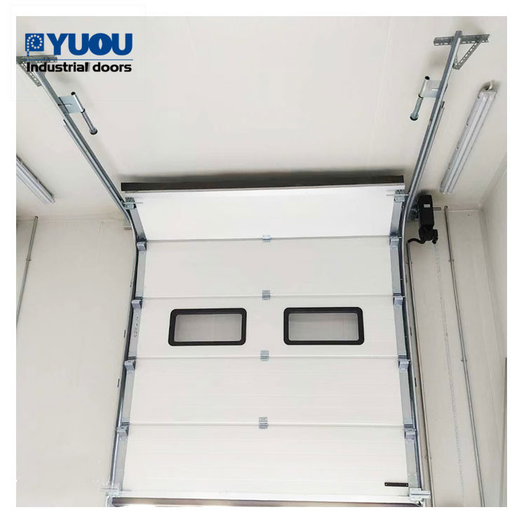 Thermal Insulation Sectional Overhead Door High Lift 12m width 50mm thickness