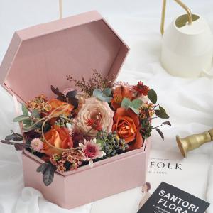 Wholesale Custom Velvet Hexagon Rigid Paper Pink Preserved Rose Gift Bouquet Envelop Shape Waterproof Mini Flower Storage Roses Packaging Box from china suppliers