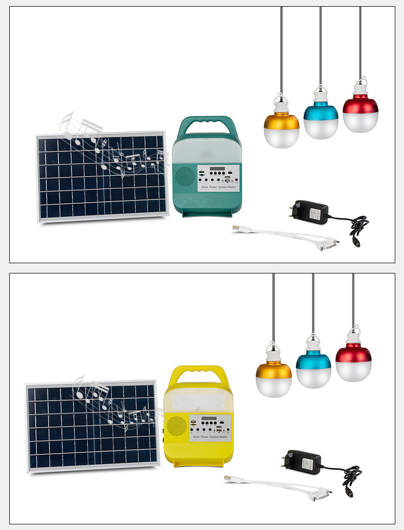 OEM 10000Hrs 9W 6V 3 Light Solar System For Electricity Lack Areas