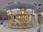5.5KW All Ages Amusement Park Equipment Fiberglass Stainless Steel Carousel