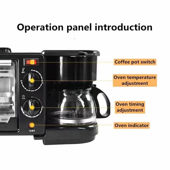 Multifunctional Breakfast Maker, Frying Pan, Coffee Maker and Oven 4-in-1 Machine